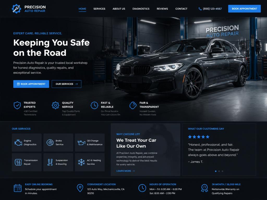Design-Konzept: Kfz-Fachbetrieb & Autoreparatur