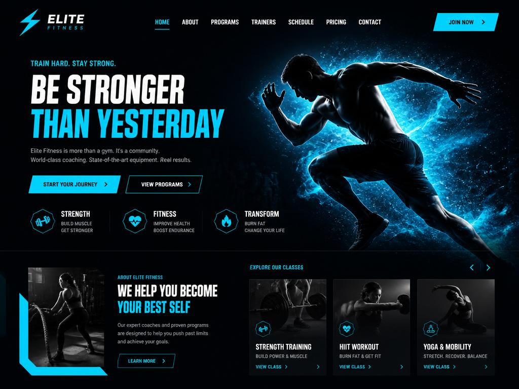 Design-Konzept: Fitness- & Sportstudio Landingpage