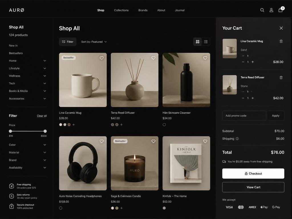 Website-Konzept: E-Commerce Onlineshop für Lifestyle-Produkte